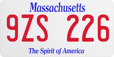 MA license plate 9ZS226