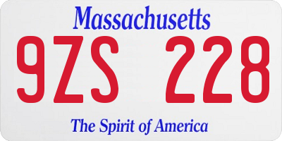 MA license plate 9ZS228