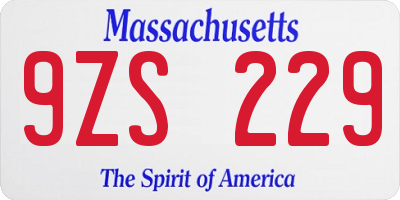 MA license plate 9ZS229