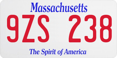 MA license plate 9ZS238