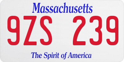 MA license plate 9ZS239