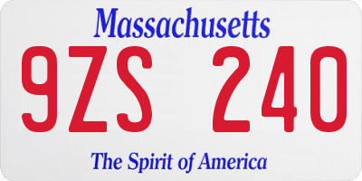 MA license plate 9ZS240