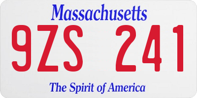 MA license plate 9ZS241