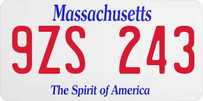 MA license plate 9ZS243