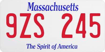 MA license plate 9ZS245