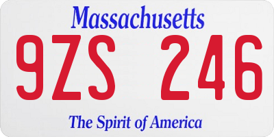 MA license plate 9ZS246