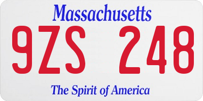 MA license plate 9ZS248