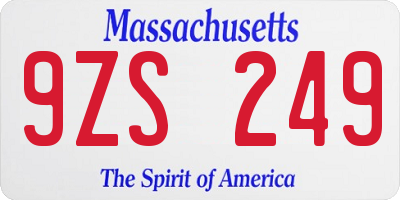 MA license plate 9ZS249