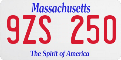 MA license plate 9ZS250