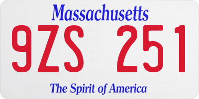 MA license plate 9ZS251