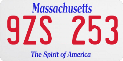 MA license plate 9ZS253