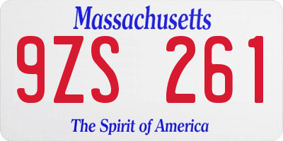 MA license plate 9ZS261