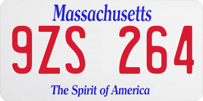 MA license plate 9ZS264