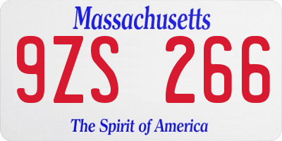 MA license plate 9ZS266