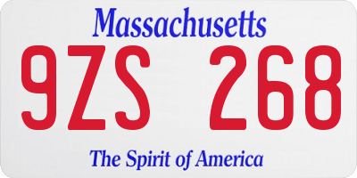 MA license plate 9ZS268