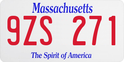 MA license plate 9ZS271