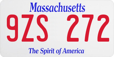 MA license plate 9ZS272