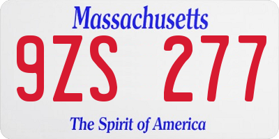 MA license plate 9ZS277