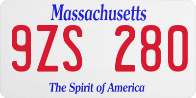 MA license plate 9ZS280