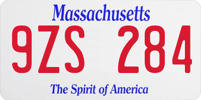 MA license plate 9ZS284