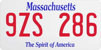 MA license plate 9ZS286