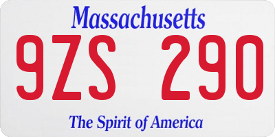 MA license plate 9ZS290