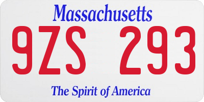 MA license plate 9ZS293