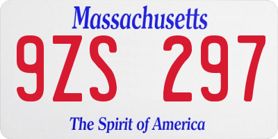 MA license plate 9ZS297