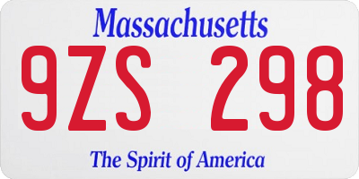 MA license plate 9ZS298