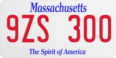 MA license plate 9ZS300