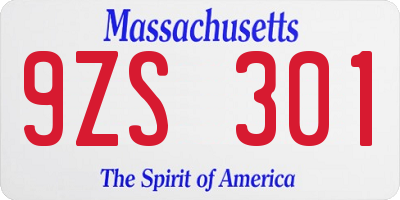 MA license plate 9ZS301