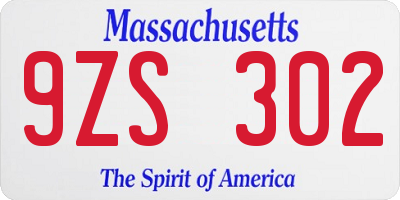 MA license plate 9ZS302