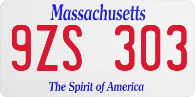 MA license plate 9ZS303