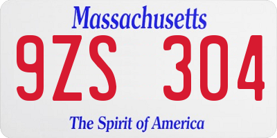 MA license plate 9ZS304