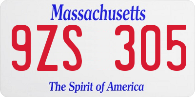 MA license plate 9ZS305