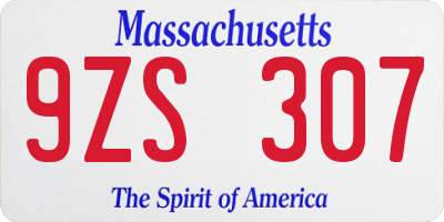 MA license plate 9ZS307