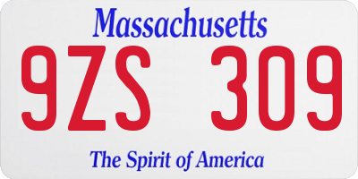MA license plate 9ZS309