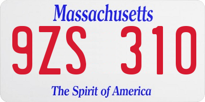 MA license plate 9ZS310