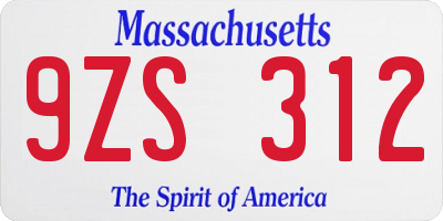 MA license plate 9ZS312