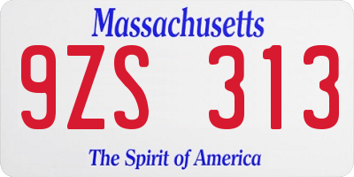 MA license plate 9ZS313