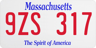 MA license plate 9ZS317