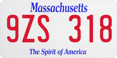 MA license plate 9ZS318