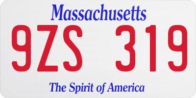 MA license plate 9ZS319