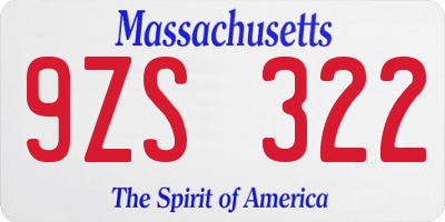 MA license plate 9ZS322