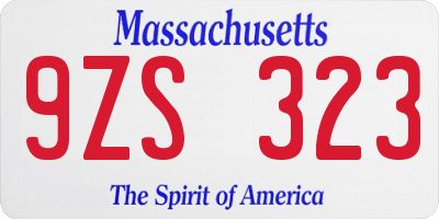 MA license plate 9ZS323