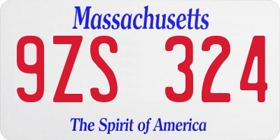 MA license plate 9ZS324