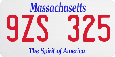 MA license plate 9ZS325