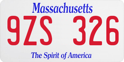 MA license plate 9ZS326