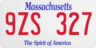 MA license plate 9ZS327