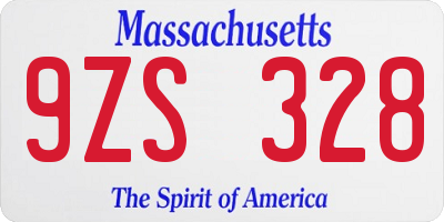 MA license plate 9ZS328